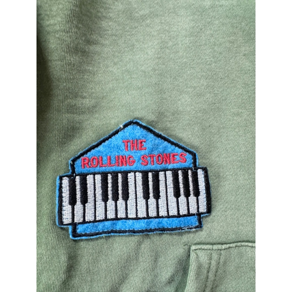 Rolling Stones Multi Patch Hoodie Green Mens Small Rock Band Pullover Fleece - Picture 7 of 9